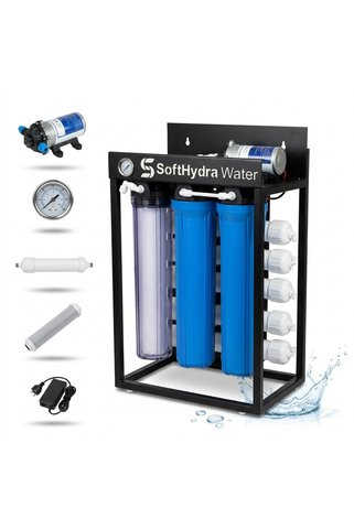 Softhydra 600 GPD Ticari Ters Ozmoz Su Arıtma Cihazı | 10 Kademeli Pompalı 6 Membranlı Kafe Restoran Yemekhane İşletme