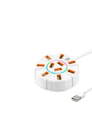Marsilyan USB Hub RGB 10 Port 480 Mbps 1.2 m Beyaz HDX7034 TG-BSVA43