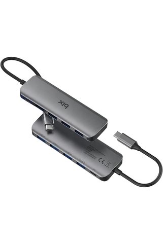 AKSOY BX07HB USB-C Hub 4x USB 3.0 PD Şarj 5Gbps Mac Windows Uyumlu Alüminyum Çoklayıcı Gri Adaptör HUB
