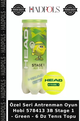 HadPols Özel Seri Antrenman Oyun Hobi 578413 3B Stage 1 - Green - 6 Dz Tenıs Topu