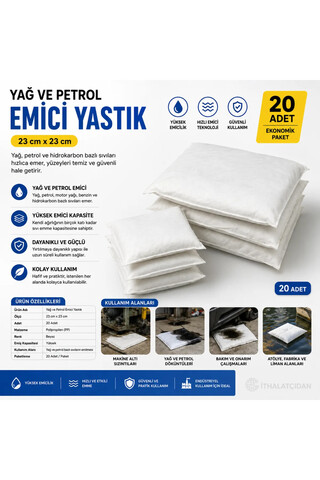 RuniqueHome Yağ Ve Petrol Emici Yastık 23 cm x 23 cm 20 Adet
