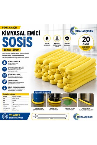 RuniqueHome 20 Adet Kimyasal Emici Sosis 8cm X 120cm