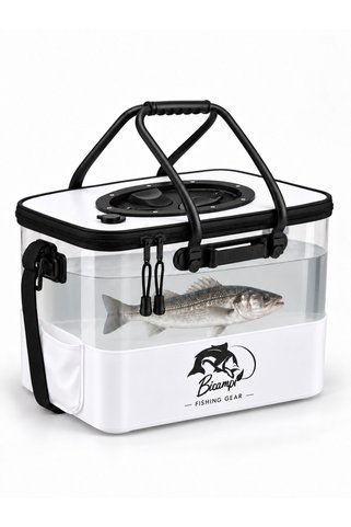 Bicampi Outdoor Bicampi LITORA 35 – 16 Litre Şeffaf Katlanabilir Balıkçı Kovası, Hava Motoru Uyumlu, Omuz Askılı