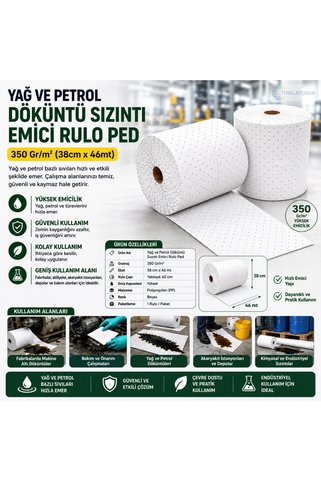 RuniqueHome Yağ Ve Petrol Sızıntı Emici Rulo Ped 350 Gr/m2 (38cmx46mt)