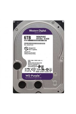 Seagate WD 3.5" 6TB PURPLE WD62PURZ 5400 RPM 256MB SATA-3 Güvenlik Diski