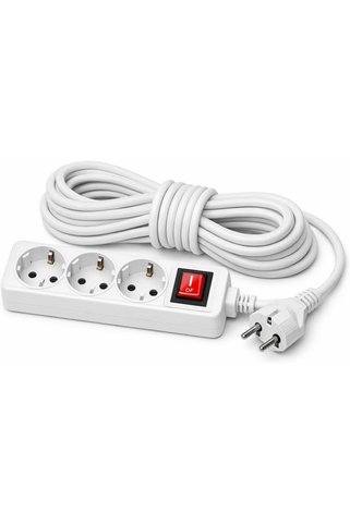 STRSTORE Anahtarlı 3'lü Priz 3 Metre Topraklı Uzatma Kablosu Çoklu Grup Beyaz 16A-250V