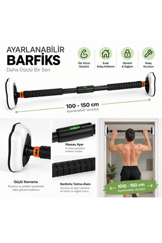 HEPİTOP 100-150 cm Ayarlanabilir Kapı ve Koridor Barfiksi Ev Tipi Barfix Demiri