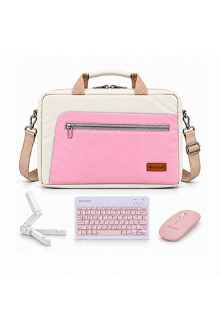 Microcase Honor Magic Pad 2 12.3 inch ile uyumlu 4in1 SET Tablet Çanta + Bluetooth Klavye + Mouse + Tablet Standı Krem Pembe - PEMBE AL5924