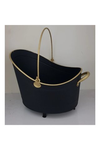 KOCHER Şömine Odun Kovası Siyah Gold 45 cm