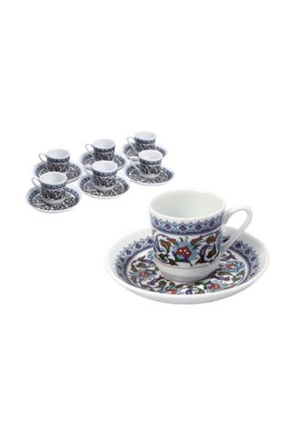 Güral Porselen Gozde Kahve Fincanı Tabaklı 12 Parça 6 Kişilik Çantalı Topkapı 932
