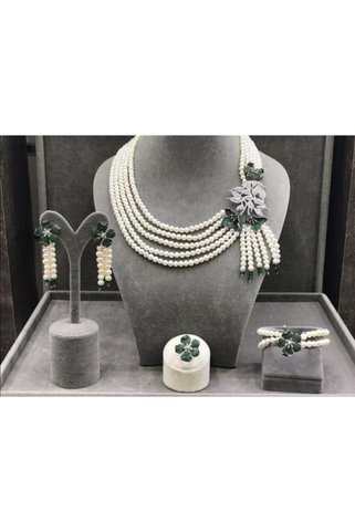 Aşina Gümüş Sevgililer Günü Hediyesi Nilüfer 925 Ayar Gümüş Rodyum (Beyaz Altın) Kaplama Kaplama Gerçek İnci Set