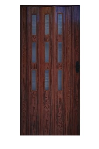 ERİKMANN Akordiyon Kapı 80 H215 Camlı Ceviz Pvc Katlanır Akordion Kahverengi