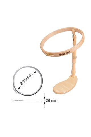 Şirin Kasnak Pratik Oturaklı Yuvarlak Ahşap Nakış Kasnakları - Çap 27,5 - 26 Mm - Y: 35/46 Cm