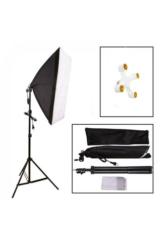 FototekFotograf 50x70cm Softbox 4 Duylu Tekli Sürekli Işık Seti 50x70 4 Duylu Softbox Foto Video Işık