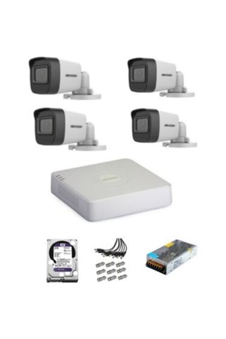 Hikvision Haıkon 4 Kameralı Güvenlik Kamera Kuruluma Hazır Set 1080p Ahd- 4 Kamera Kayıt Sistemi