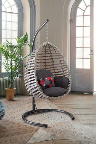 Capri Swing Gümbet Tek Kişilik,sentetik Poli Üretan Rattan Bahçe,balkon Ve Ev Salıncağı Beyaz