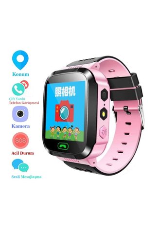 SmartWatch Kız Çocuk Siyah-Pembe Akıllı Saat  Takip Saati Gps Sim Kartlı Btk Kayıtlı Kameralı