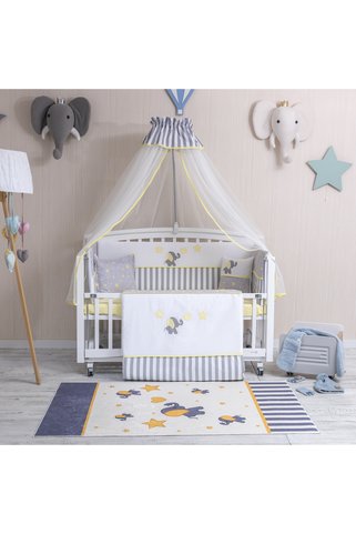 Mini Baby Aqua Sarı Bebek Uyku Seti Cibinlikli 80x130
