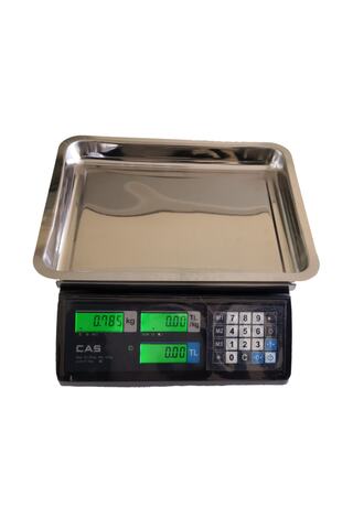 CAS Er Jr 30 Kg'lik Lcd Fiyat Hesaplamalı Terazi Paslanmaz Kefe