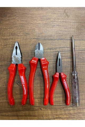 İzeltaş 160 Mm Pense Ve Yan Keski 140 Mm Kargaburun 190 Mm Düz Uçlu Kontrol Kalemi