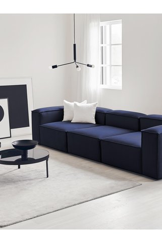 S Home Design Concept Frida 3 Modül Modüler Mini Köşe Koltuk / Üçlü Kanepe, Keten, Lacivert