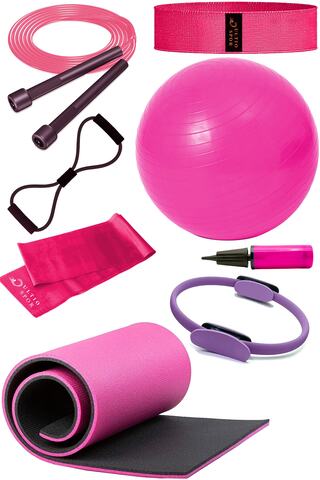 Ultio Spor Pilates Çemberi Pilates Seti Yoga Seti 8 Parça Lüx Set Pembe