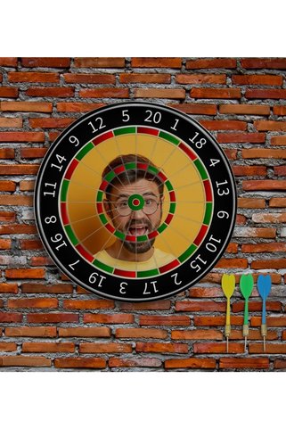Bk Gift Kişiye Özel Fotoğraflı Eğlenceli 40cm Dart Oyun Seti Model 1