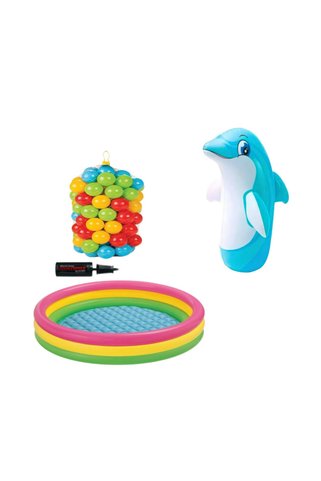 Intex Bebek Oyun Havuz Seti 86x25cm 50 Top 6cm Pompa Hacıyatmaz