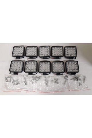 10 Adet Off Road Sis Farı Sis Lambası 16 Ledli Kare Su Geçirmez