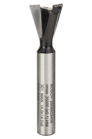 Bosch - Standard Seri Ahşap Için Çift Oluklu, Sert Metal Kırlangıç Kuyruğu Freze Ucu 8*14*55mm