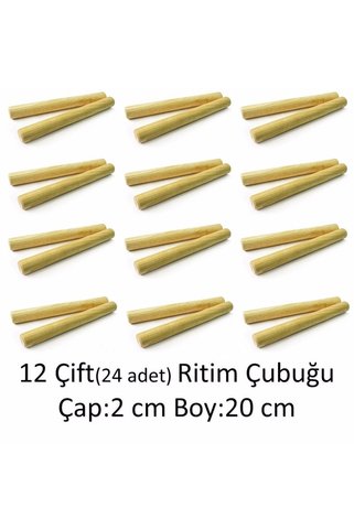 MELODY 12 Çift 24 Adet 20 Cm Orff Ritim Çubukları -12 Çift 24 Adet