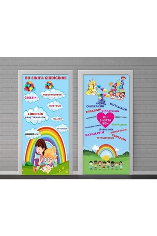 Eser Reklam Ikili 2 Adet Ilkokul Ön Arka Kapı Giydirme Sticker Folyo
