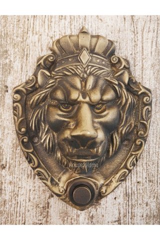 HOUSE2HOME El Yapımı Pirinç Aslan Kapı Zili Antik Sarı