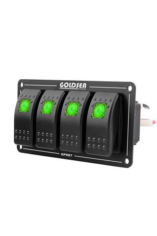 Goldsea Marine Tekne Carling Switch Panel 4 Anahtar Slim Model 12/24v Yeşil Işık