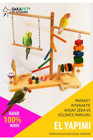 SAKAPET Interaktif Ahşap Kuş Zeka Ve Eğlence Parkuru Sdp3