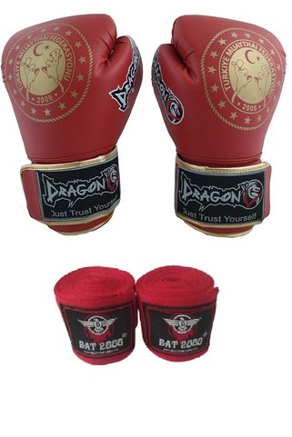 Dragon 30218-p Martina Federasyon Onaylı Muay Thai Müsabaka Eldiveni Ve Bat 2000 Bandaj 2'li Set
