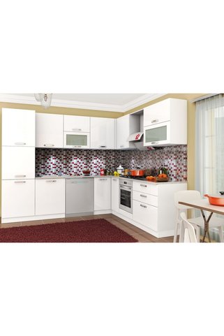 Kenyap Vegas Ankastre High Gloss L Mutfak 520 cm Beyaz Tezgah Hariç