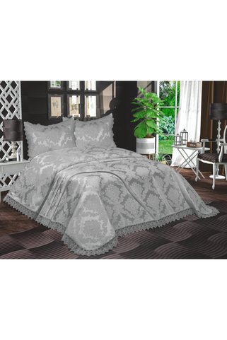 Prestij Home TEKSTİL Aden Şönil Yatak Örtüsü Çift Kişilik 250x250 Cm Gri