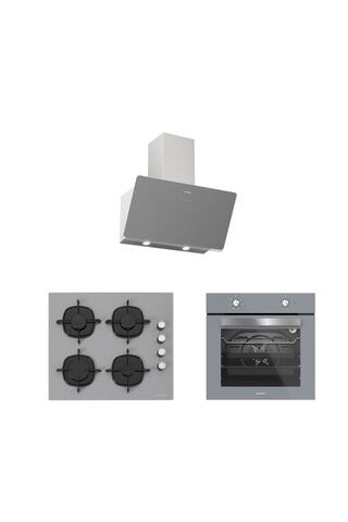 Silverline 3'lü Gri Cam Ankastre Set (3457 Soho 60 Gri+cs5349s01+bo65e1s01)