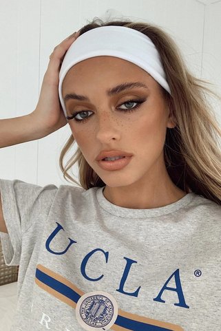 H&E DESIGN Kadın Beyaz Esnek Pamuklu Bandana Saç Bandı