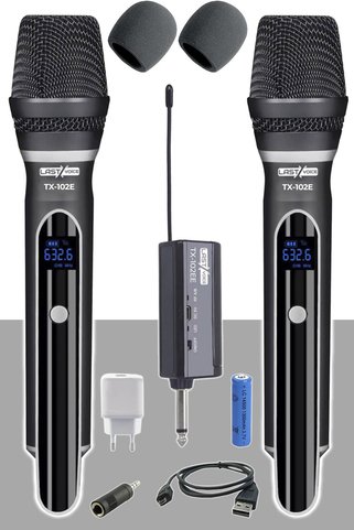 Lastvoice Tx-102ee Çok Amaçlı Uhf Telsiz Kablosuz Çiftli El Mikrofon (sünger Hediyeli)