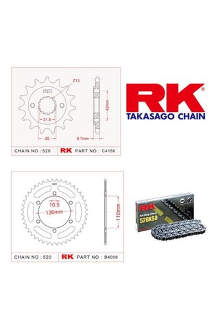 RK Kawasaki Er 500 X-ring Zincir Dişli Set 520 Xso-17/42t(1997-2006)