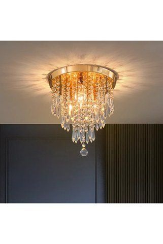 LİVORA LIGHTING Ahenk Gold Kristal Taşlı Modern Salon Avize
