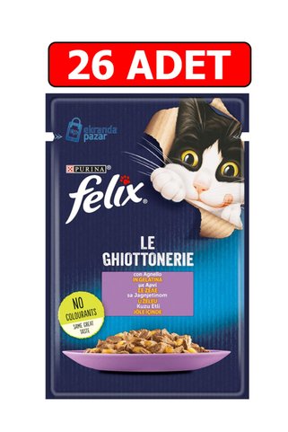 FELIX Kuzu Etli Yaş Kedi Maması 85gr 26 Adet Pouch Kuzulu Kedi Konserve Kedi Islak Maması