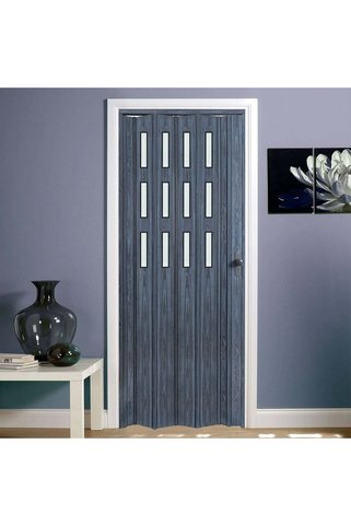 FARAN DEKORASYON 115 X 230 Antrasit Renk Camlı Pvc Akordiyon Kapı - Frnakmodel-0-142