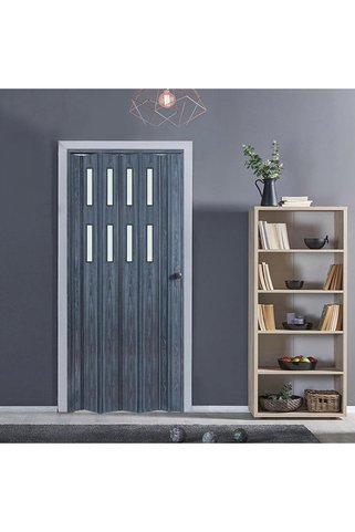 FARAN DEKORASYON 115 x 215 Antrasit Renk Camlı Pvc Akordiyon Kapı Frnakmodel-0-52