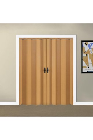 FARAN DEKORASYON 230 X 215 Meşe Renk Camsız Çift Açılım Pvc Akordiyon Katlanır Kapı