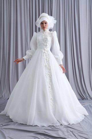 Tangül&Ali'S Moda Evi 3 Boyutlu Dantelli Tesettür Gelinlik