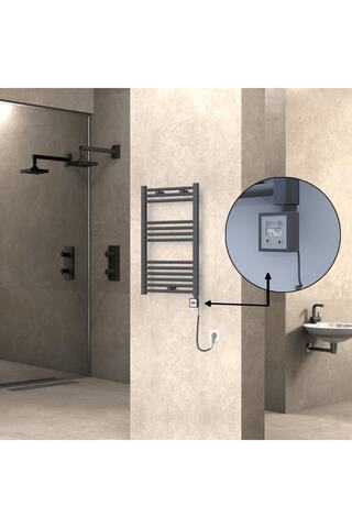 Radiva Haiti Elektrikli Havlupan 500x700 Düz Antrasit Texture (KTX3 Termostat) 300 Watt Spiral Kablolu