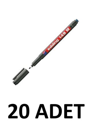 Edding 20 Adet Asetat Kalemi Silgili E-149m Mavi Cd Kalemi 1 Mm Permanent
